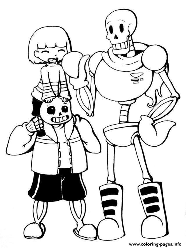 Undertale Trio Frisk Sans And Papyrus By Chiherah  coloring